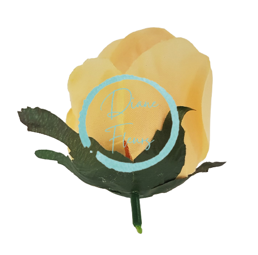 Cap de floare de trandafir O 3,1 inches (8cm) galben flori artificiale