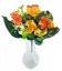 Buchet de garoafă & trandafiri & alstroemeria x13 35cm portocaliu si galben flori artificiale