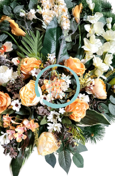 Luxury Artificial Pine Wreath Exclusive Peonies, Calla Lilies, Roses, Gladiolus and Accessories Ø 95cm