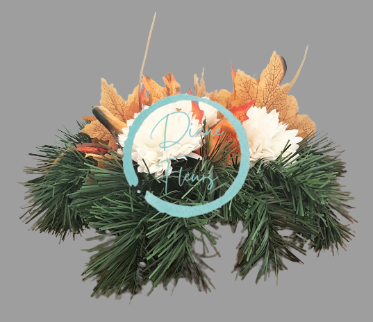 Бетонна аранжировка от изкуствени хризантеми и аксесоари 28 м x 16 см AS218