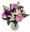 Buchet de trandafiri, garoafe, crini si orhidee x13 33cm violet flori artificiale
