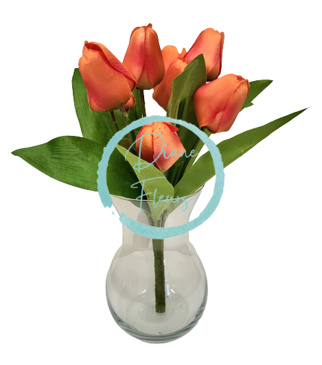 Buchet de Lalele x9 portocaliu 33cm flori artificiale