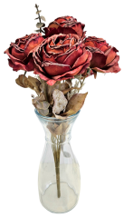 Buchet de trandafiri x9 42cm flori artificiale portocaliu închis