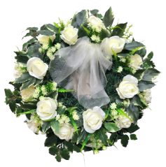 Artificial Wreath Ring Shaped with Roses and Accessories Ø 55cm