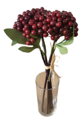 Artificial decoration berries bouquet 27cm Dark Red