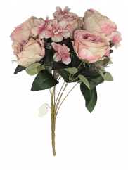 Ruže "9" kytice 43cm ružová umelá