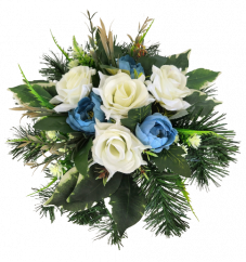 Žalobni aranžman umjetni božuri, ruže i dodaci Ø 30cm x 18cm