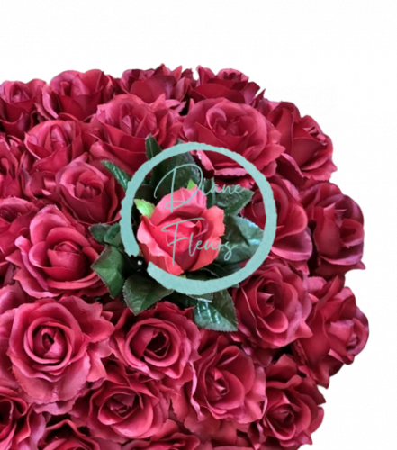Beautiful sympathy wreath "Heart -shaped" decorated with Artificial Roses 55cm x 55cm