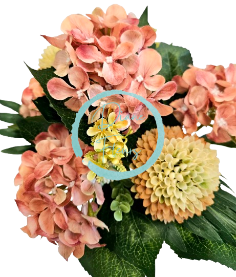 Hortenzia, Bodliak & Doplnky kytica 40cm umelá ružovo-hnedá