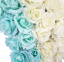 Smútočný veniec "Srdce" zahnuté z umelých ruží 65cm x 70cm tyrkysový & krémový
