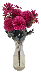 Artificial Chrysanthemums and Marguerites Daisies Bouquet x10 46cm Burgundy