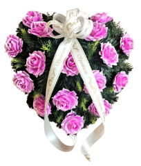 Künstlicher Kranz Herz aus Rosen 55cm x 55cm