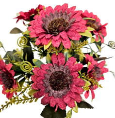 Bukiet stokrotki 32cm czerwony sztuczny