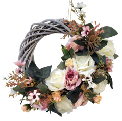Wicker wreath decorated with Cherry Blossoms and Accessories Ø 35cm