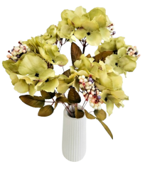 Buchet de hortensie cu fructe de padure x5 38cm verde flori artificiale