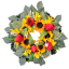Věnec umělé slunečnice, tulipány, krokus a doplňky 40cm AS993