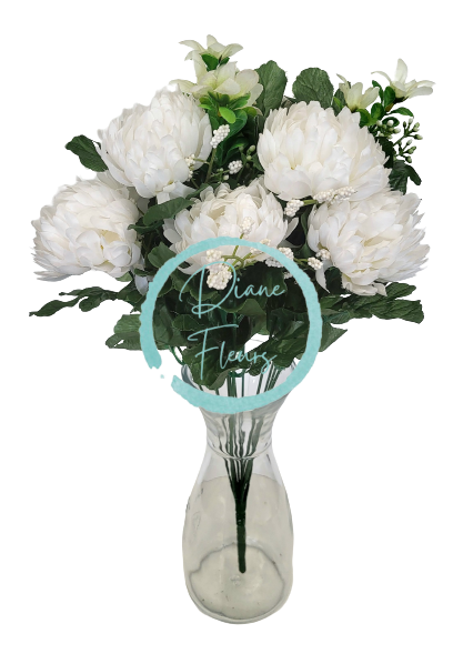 Crizanteme buchet x12 alb 50cm flori artificiale