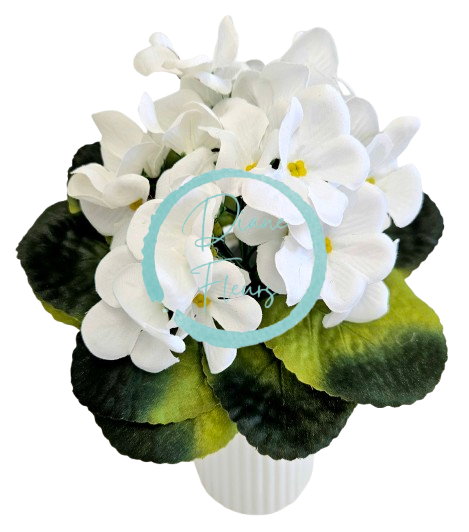 Kytička fialka biela 23cm umelá