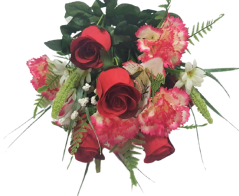 Künstliche Rosen & Alstroemeria & Nelke Strauß x18 rot 50cm
