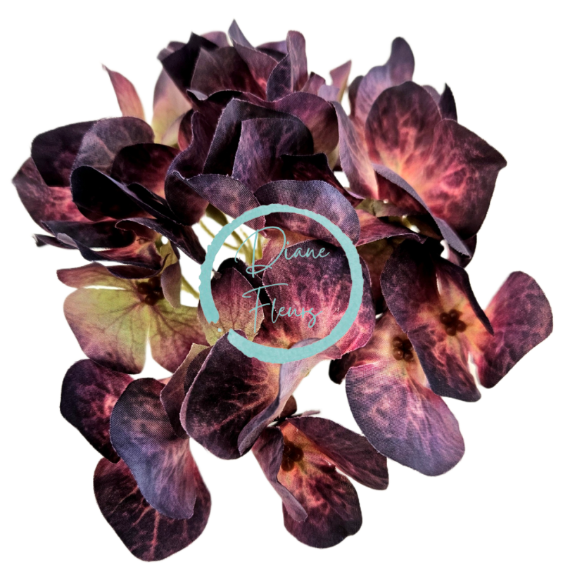 Изкуствена глава на хортензия 12 см тъмно лилав