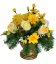 Sympathy arrangement made of artificial Marguerites Daisies, Roses and Accessories Ø 35cm x 35cm