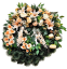 Luxusný smútočný veniec borovicový exclusive pivonky, ľalie, margaréty, hortenzie, orchidey a doplnky 90cm