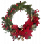 Christmas wicker wreath with Poinsettia and accessories 43cm