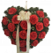 Smútočný veniec srdce z Ruží 55cm x 55cm so stuhou červená umelý