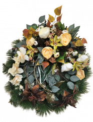 Pogrebni vijenac za bor ekskluzivni božuri & božićne zvijezde & gladiole i ljiljani & dodaci Ø 70cm