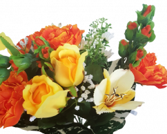Artificial Peony & Alstroemeria Bouquet 38cm Orange & Yellow