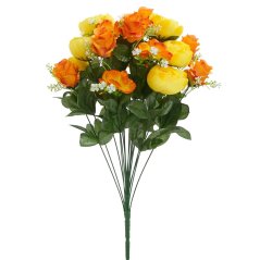 Exclusive Ruže, Anemone, Pivonky Peonie kytica x18 60cm oranžová, žltá umelá
