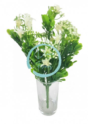 Buchet artificial cu flori mici si fructe de padure 24cm