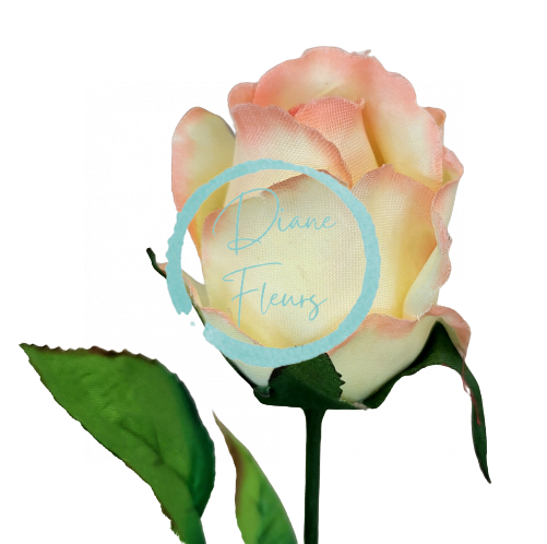 Umetni popek vrtnice na steblu 64 cm barve breskve