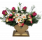 Krásny smuteční aranžmán ve tvaru srdce betonka exclusive umělé kopretiny, růže, kamélie a doplňky 65cm x 28cm x 35cm