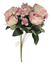 Ruža "9" buket 43cm ružičasta umjetna
