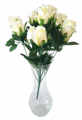 Ruže kytica krémová "12" 45cm umelá