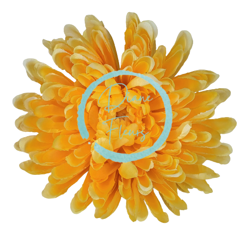 Cvetna glavica krizanteme O 16cm rumena umetna