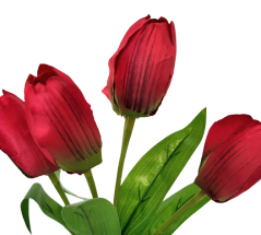 Tulipány kytička x5 31cm červená