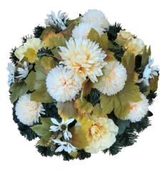 Künstliche Kranz die Ring-förmig mit Chrysanthemen, Dahlien und Zubehör Ø 40cm