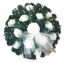 Smuteční věnec kruh s umělými růžemi a doplňky Ø 55cm krémový