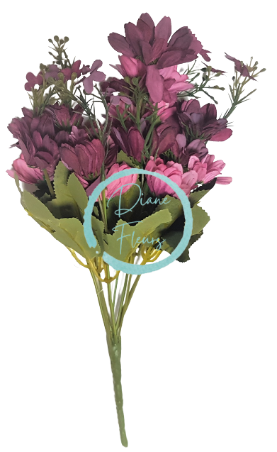 Margarétky kytica "9" tm. ružová 32cm umelá