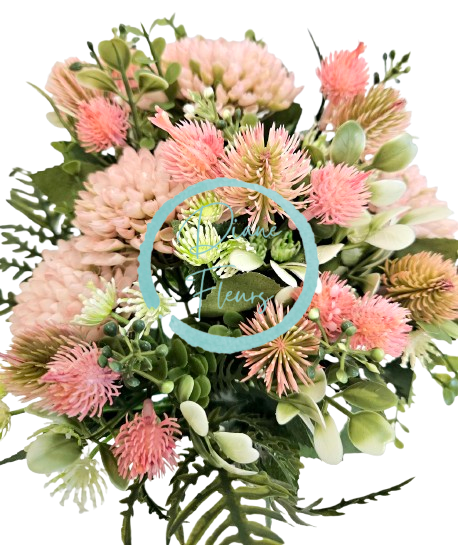 Голям букет от изкуствени розови цветя Thistle & Accessories 40 см