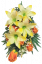 Šopek vrtnic in lilij x18 rumenih in oranžnih 62cm umetno