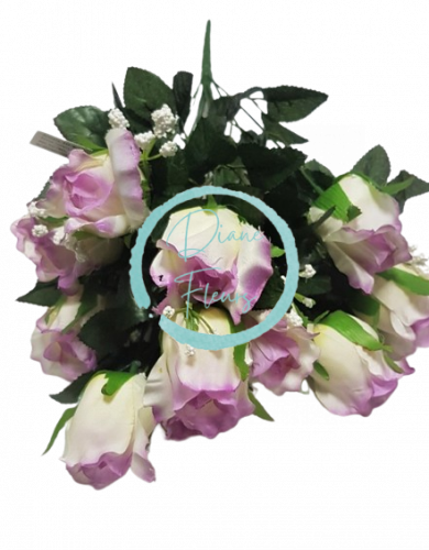 Artificial Roses Flower Cream & Lilac "12" 17,7 inches (45cm)