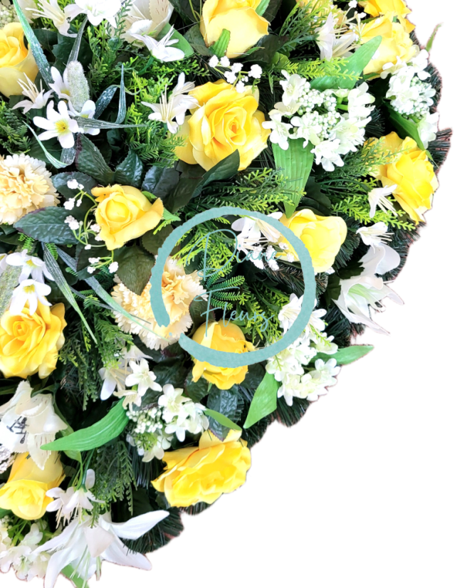 Künstlicher Trauerkranz Herz, Rosen, Nelken und kleinen Blüten 65cm x 65cm AS1081