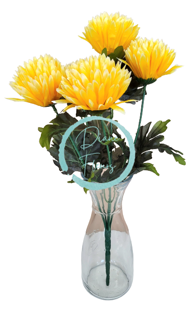 Crizanteme buchet x5 galben 50cm flori artificiale - Cel mai bun preț