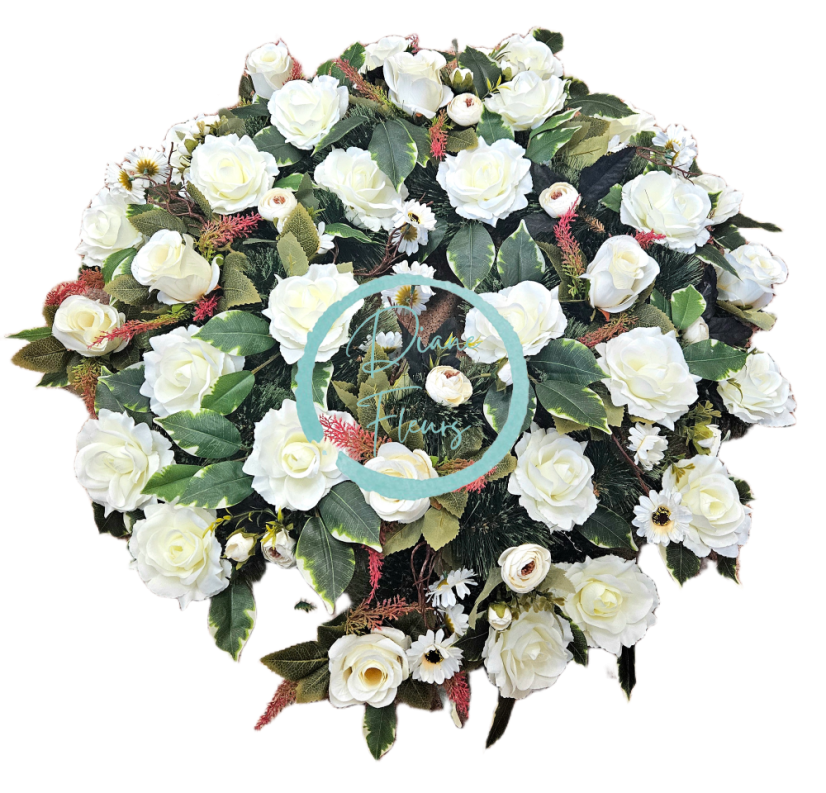 Luxury Artificial Pine Wreath Exclusive Roses, Ranunculus and Accessories 75cm