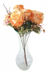 Rózsa és Hortenzia csokor x7 44cm narancssárga művirág