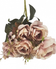 Ruže kytice sv. hnedá "9" 48cm umelá