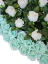 Smútočný veniec "Srdce" z umelých ruží 80cm x 80cm tyrkysová, biela